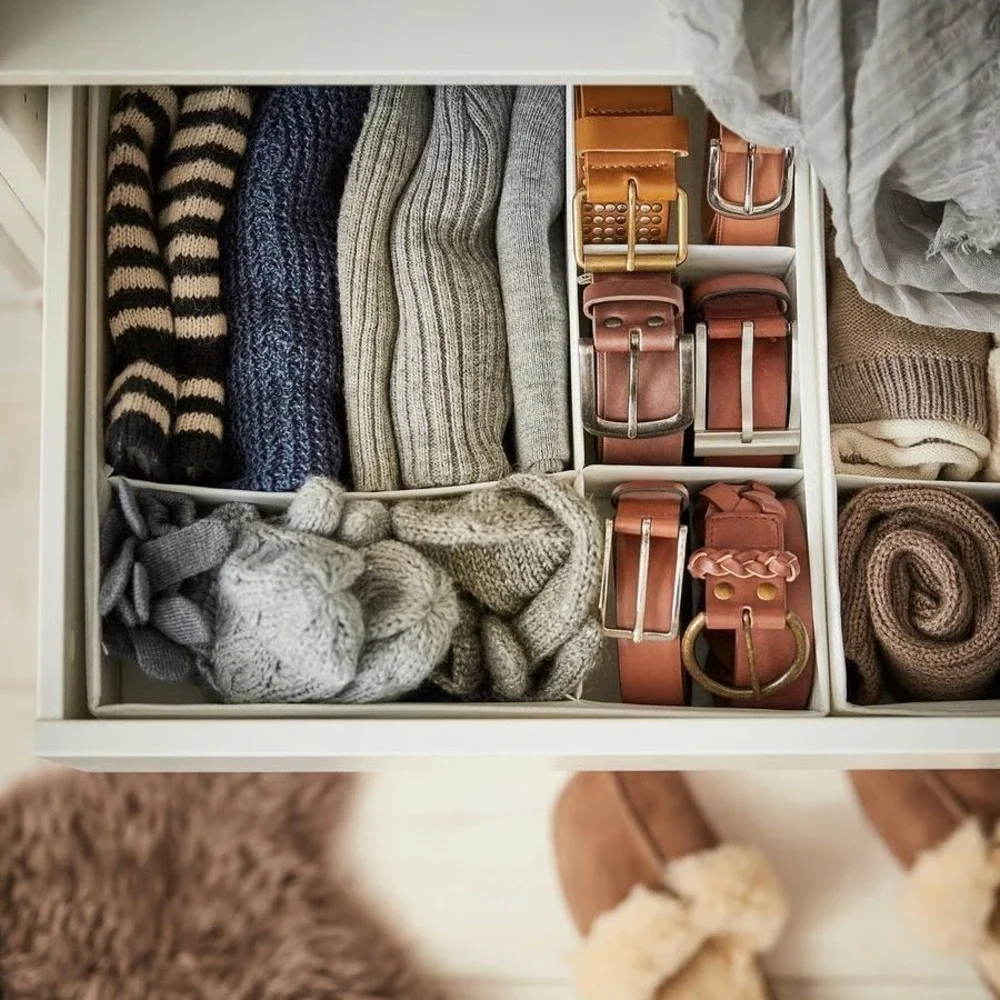 IKEA SKUBB Modern Drawer Organizer Set of 6 – White Foldable Storage